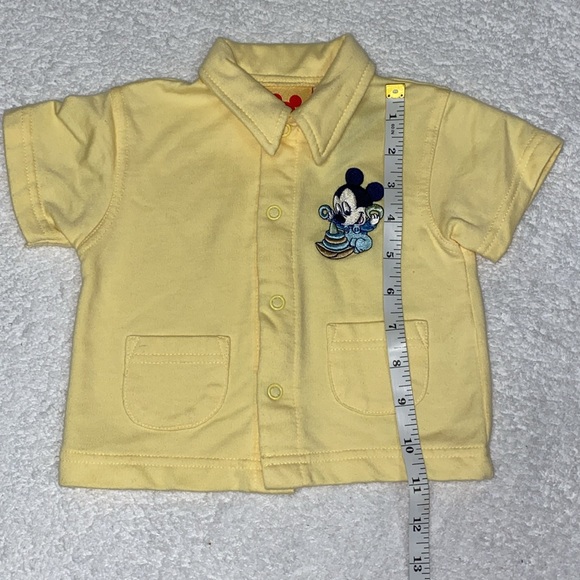 Disney Mickey Mouse yellow short sleeve button down collared shirt 3/6m - Picture 2 of 7